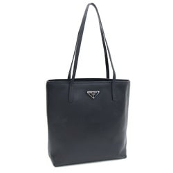 Prada Tote Bag 1BG342 Black Leather Triangle Men's Women's PRADA