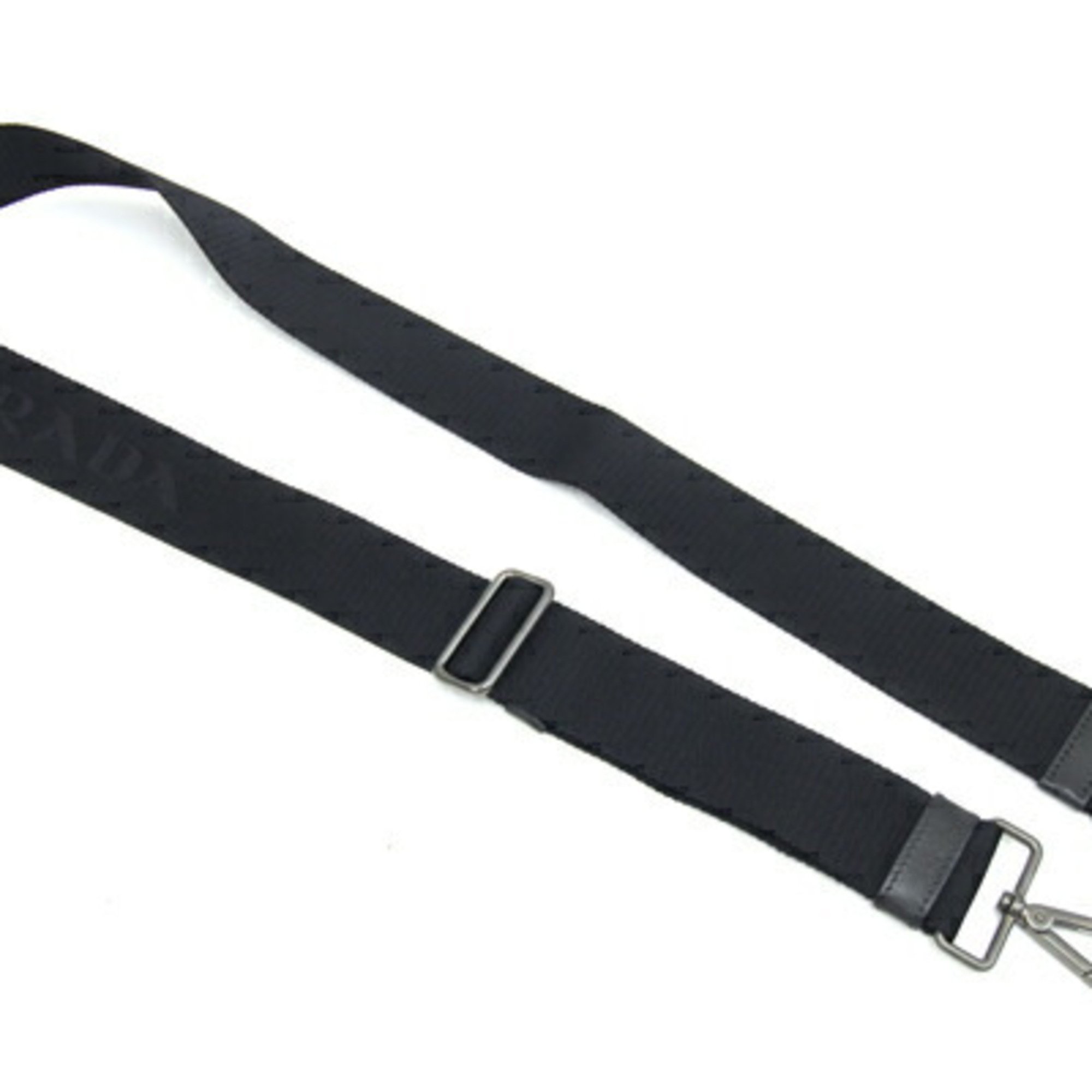 Prada Shoulder Strap Black Canvas Leather Men Women PRADA