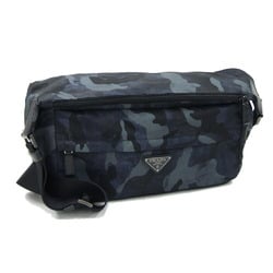 Prada Shoulder Bag VA0994 Grey Black Nylon Leather Camouflage Men's Body PRADA