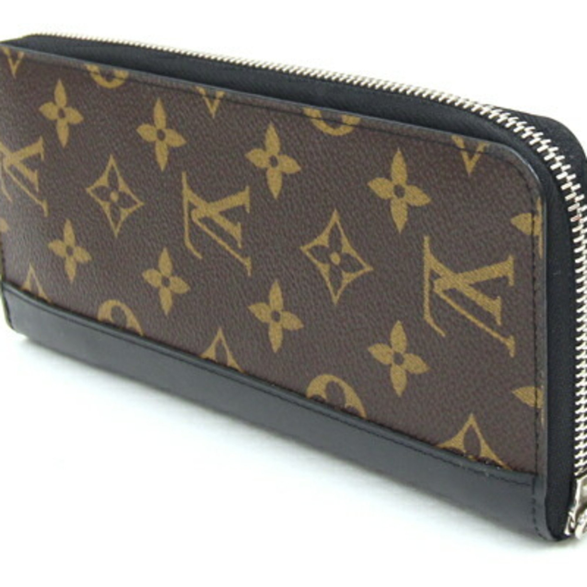 Louis Vuitton Round Long Wallet Monogram Macassar Zippy Vertical M60109 Men's LOUIS VUITTON