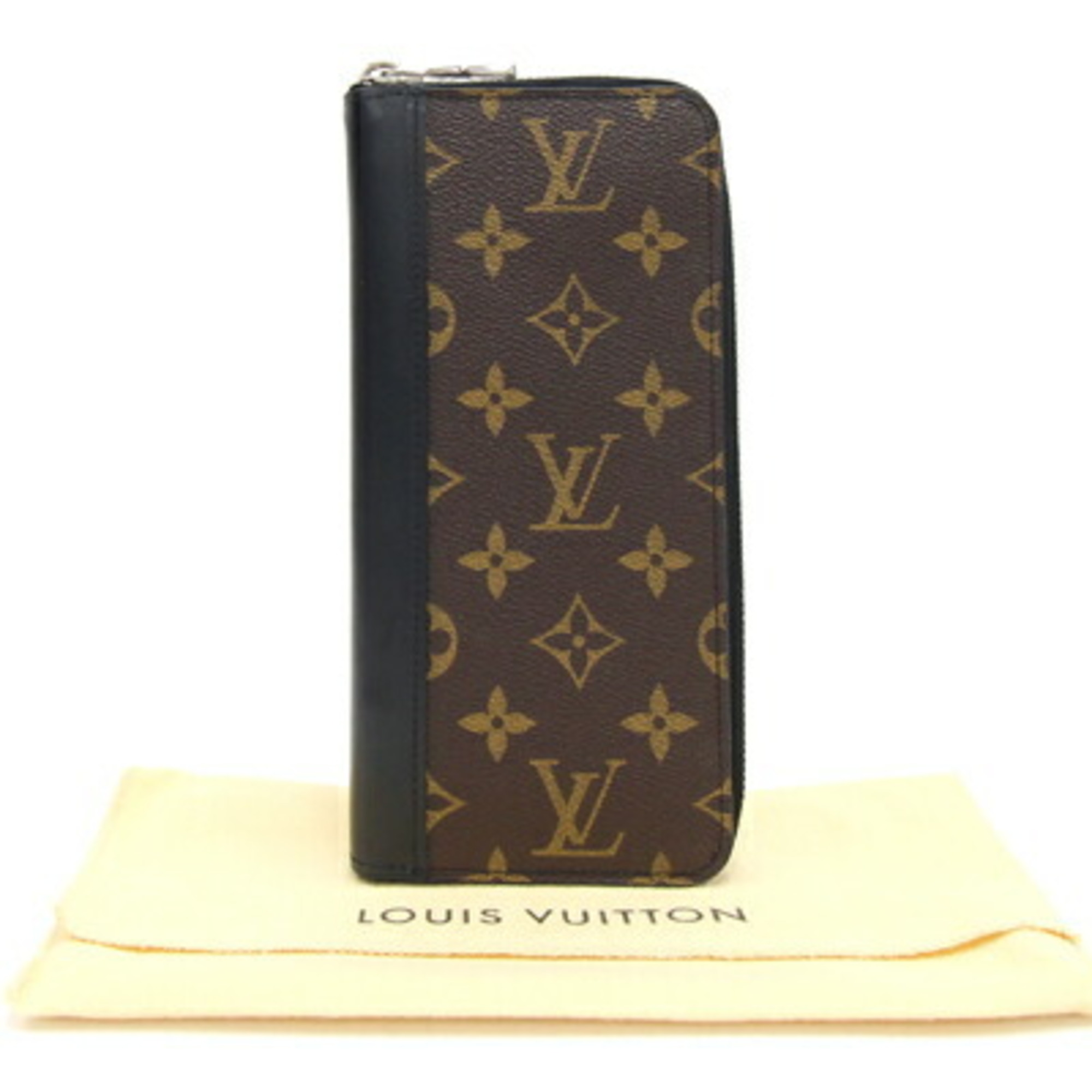 Louis Vuitton Round Long Wallet Monogram Macassar Zippy Vertical M60109 Men's LOUIS VUITTON