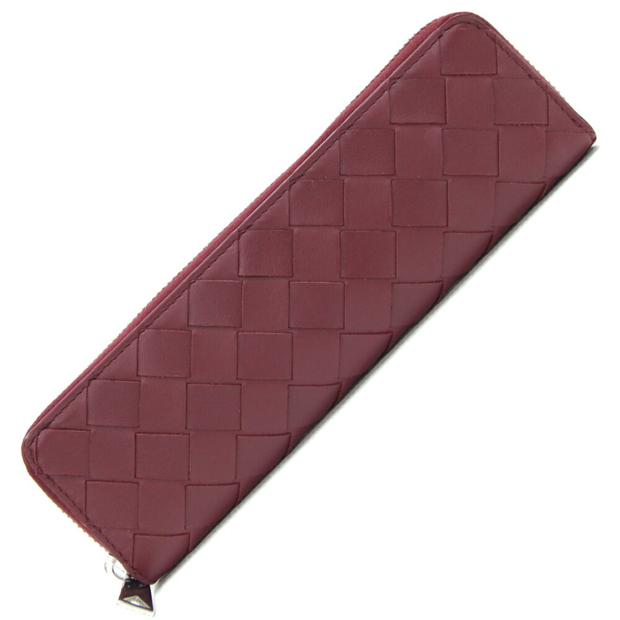 Bottega Veneta Pen Case Intrecciato 730023 Bordeaux Leather Pencil Writing Instrument Stationery Wine Red Women Men BOTTEGA VENETA