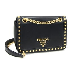 Prada Shoulder Bag 1BD147 Black Leather Studs Chain Women's PRADA