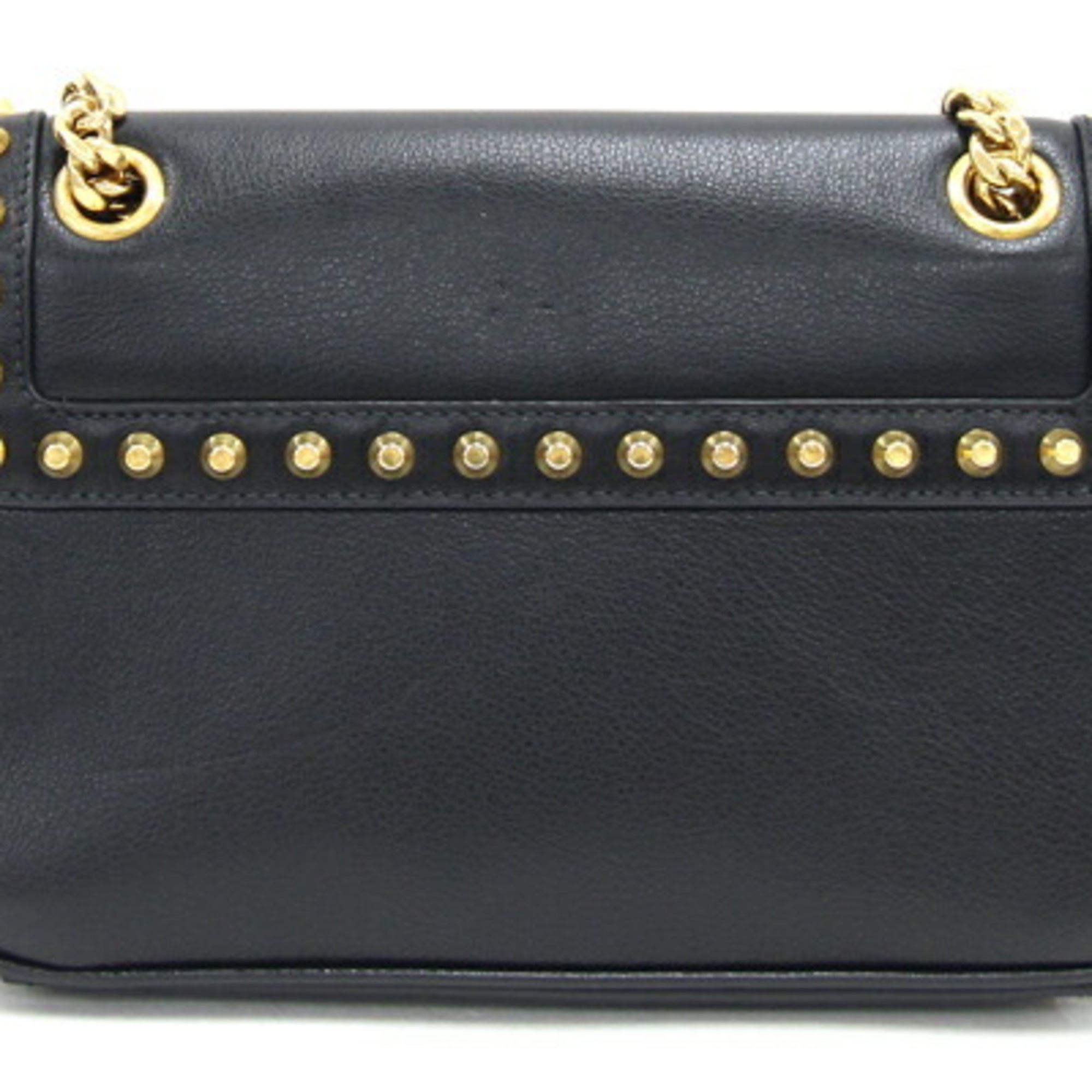 Prada Shoulder Bag 1BD147 Black Leather Studs Chain Women's PRADA