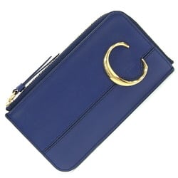 Chloé Chloe Coin Case ChloeC CHC19UP059A37 Blue Leather Purse Fragment Card Women's