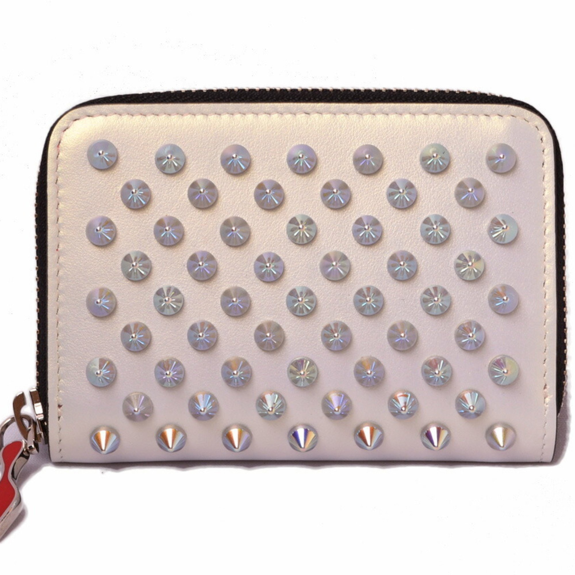 Christian Louboutin coin case card PANETTONE COIN PURSE Snow Silver AB 1165072 W195