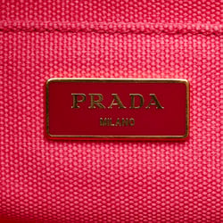 Prada Triangle Plate Canapa M Handbag Shoulder Bag 1BG642 Pink Canvas Women's PRADA