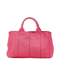 Prada Triangle Plate Canapa M Handbag Shoulder Bag 1BG642 Pink Canvas Women's PRADA