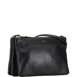 CELINE Trio Small Shoulder Bag Black Leather Women's