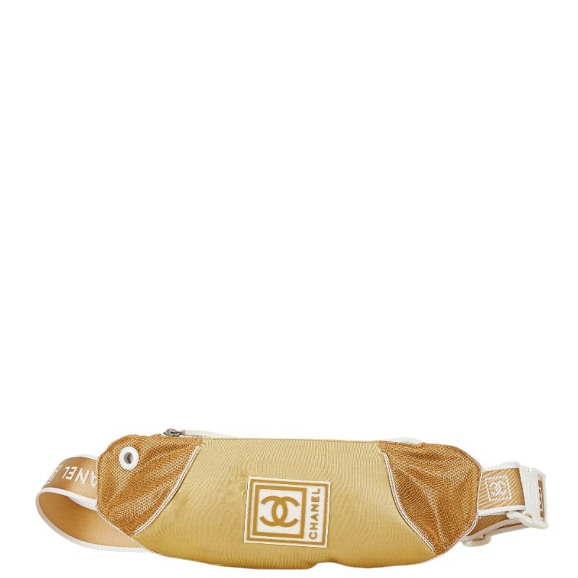 Chanel Sports Line Waist Bag Body Beige Gold Nylon Women's CHANEL