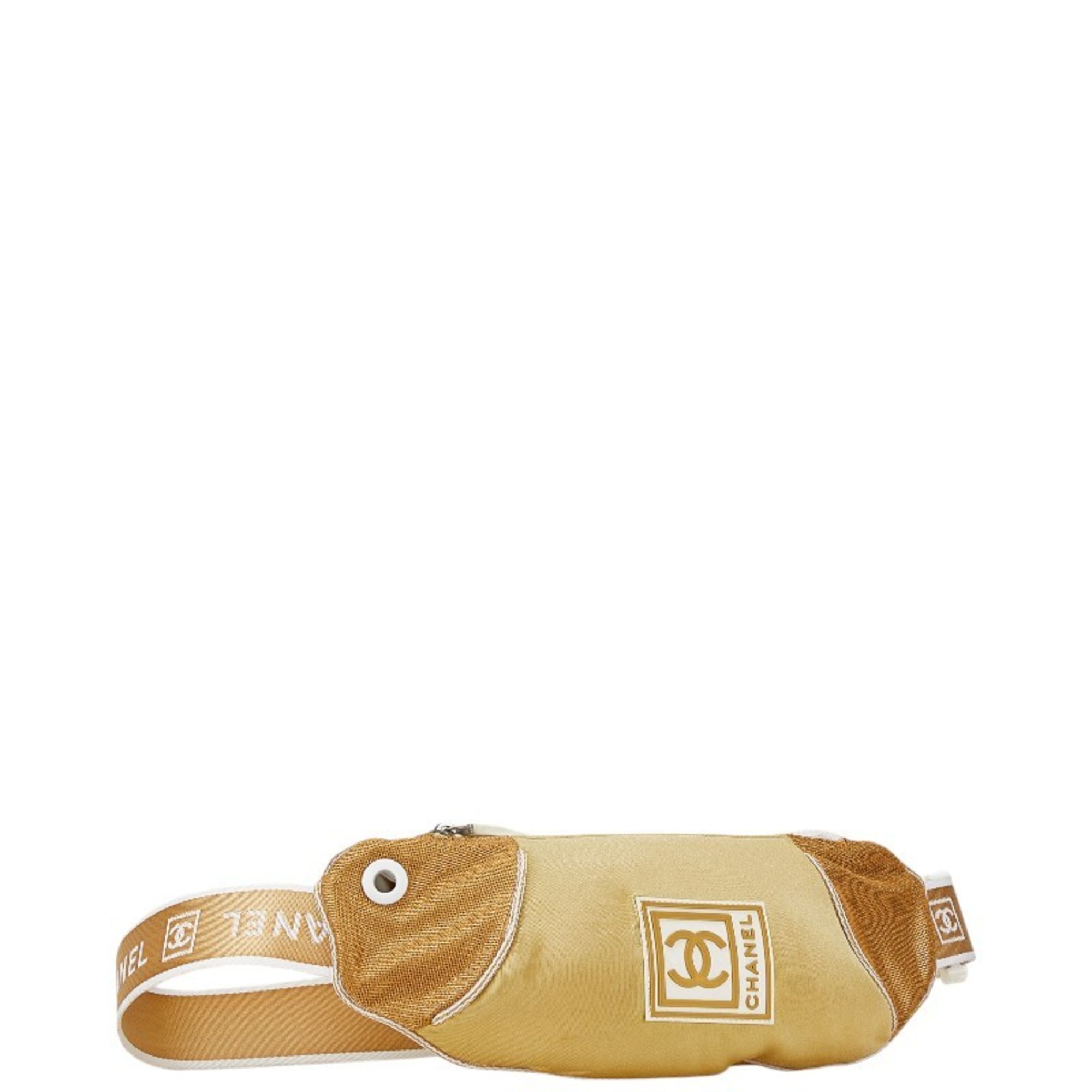 Chanel Sports Line Waist Bag Body Beige Gold Nylon Women's CHANEL