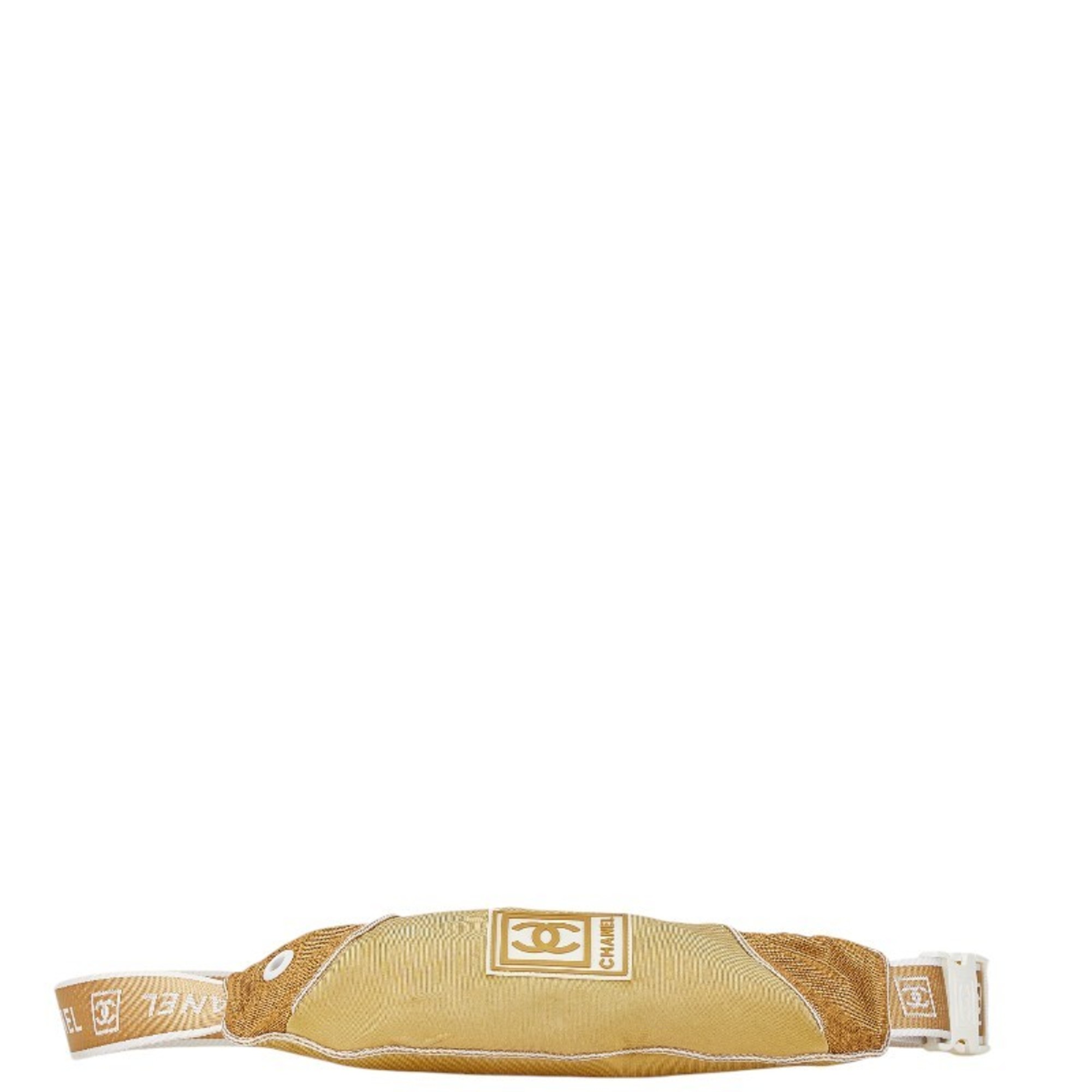 Chanel Sports Line Waist Bag Body Beige Gold Nylon Women's CHANEL