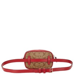 Coach Signature Clutch Waist Bag Shoulder F39657 Red Brown Leather Women's COACH