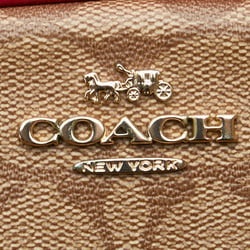 Coach Signature Clutch Waist Bag Shoulder F39657 Red Brown Leather Women's COACH