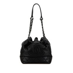 Chanel Coco Mark Chain Shoulder Bag Black Leather Women's CHANEL