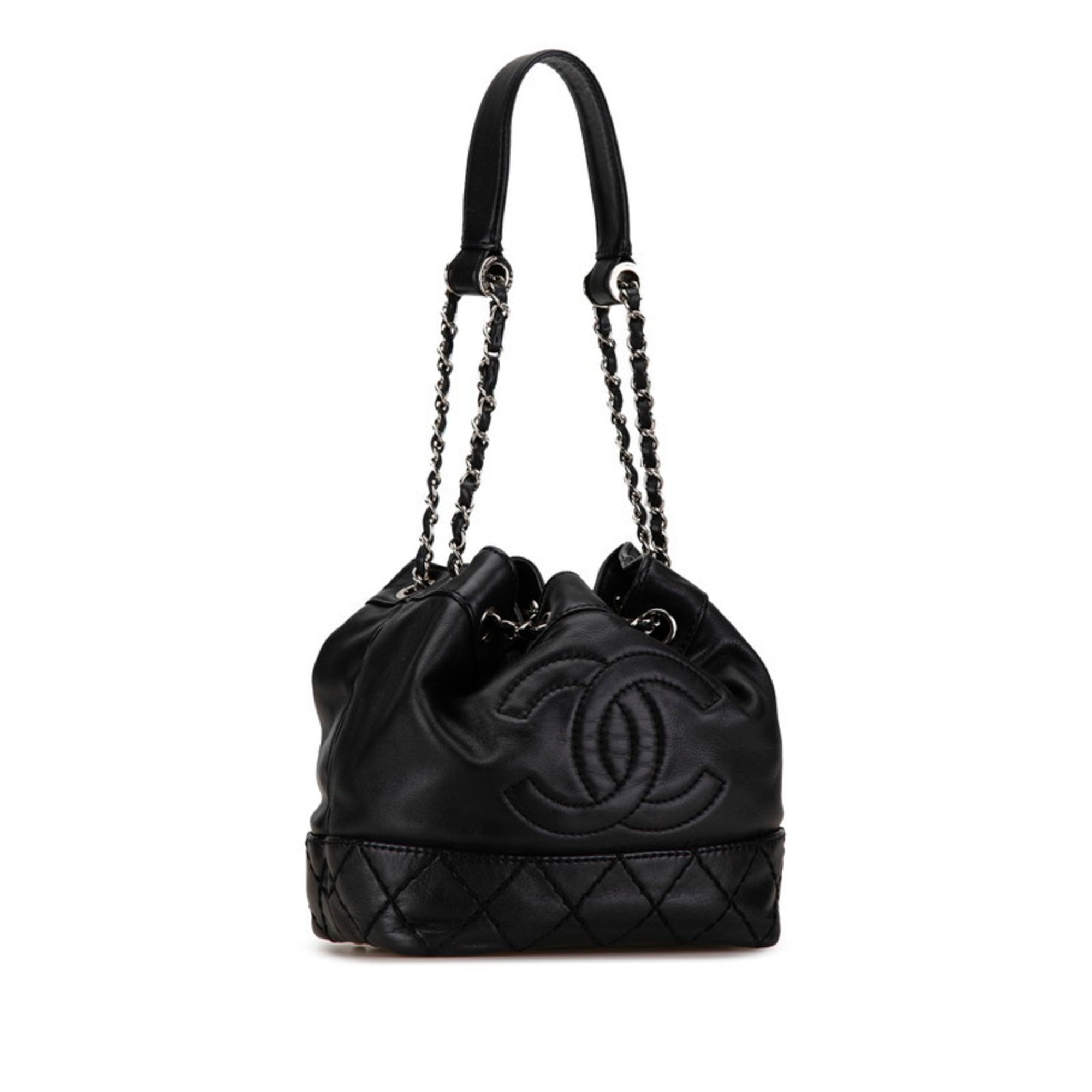 Chanel Coco Mark Chain Shoulder Bag Black Leather Women's CHANEL