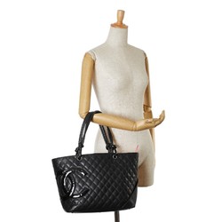 CHANEL Cambon Line Coco Mark Large Tote Bag A25169 Black Lambskin Women's