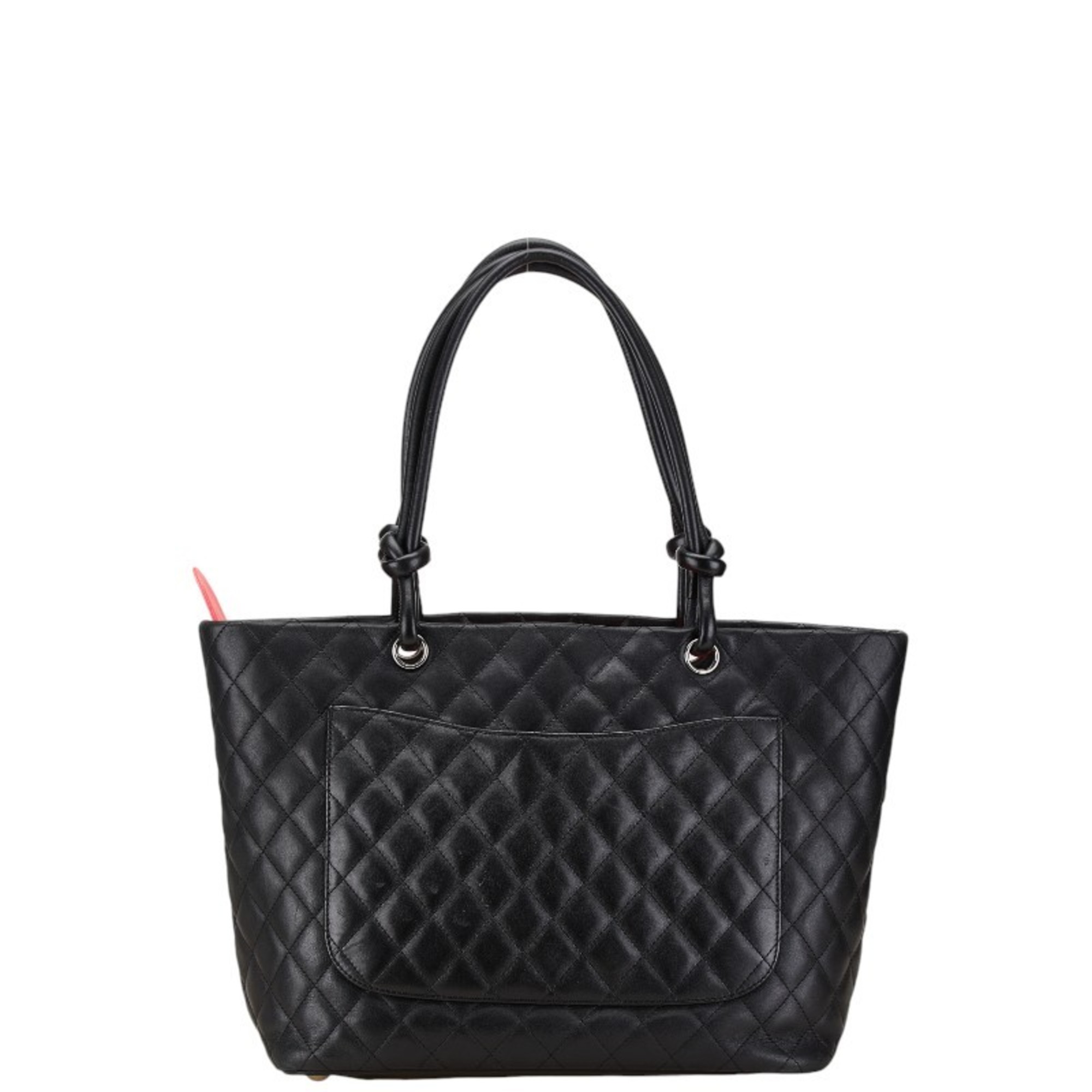 CHANEL Cambon Line Coco Mark Large Tote Bag A25169 Black Lambskin Women's