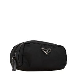 Prada Triangle Plate Pouch Pen Case Black Nylon Leather Women's PRADA