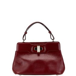 BVLGARI Isabella Rossellini Handbag Wine Red Leather Women's