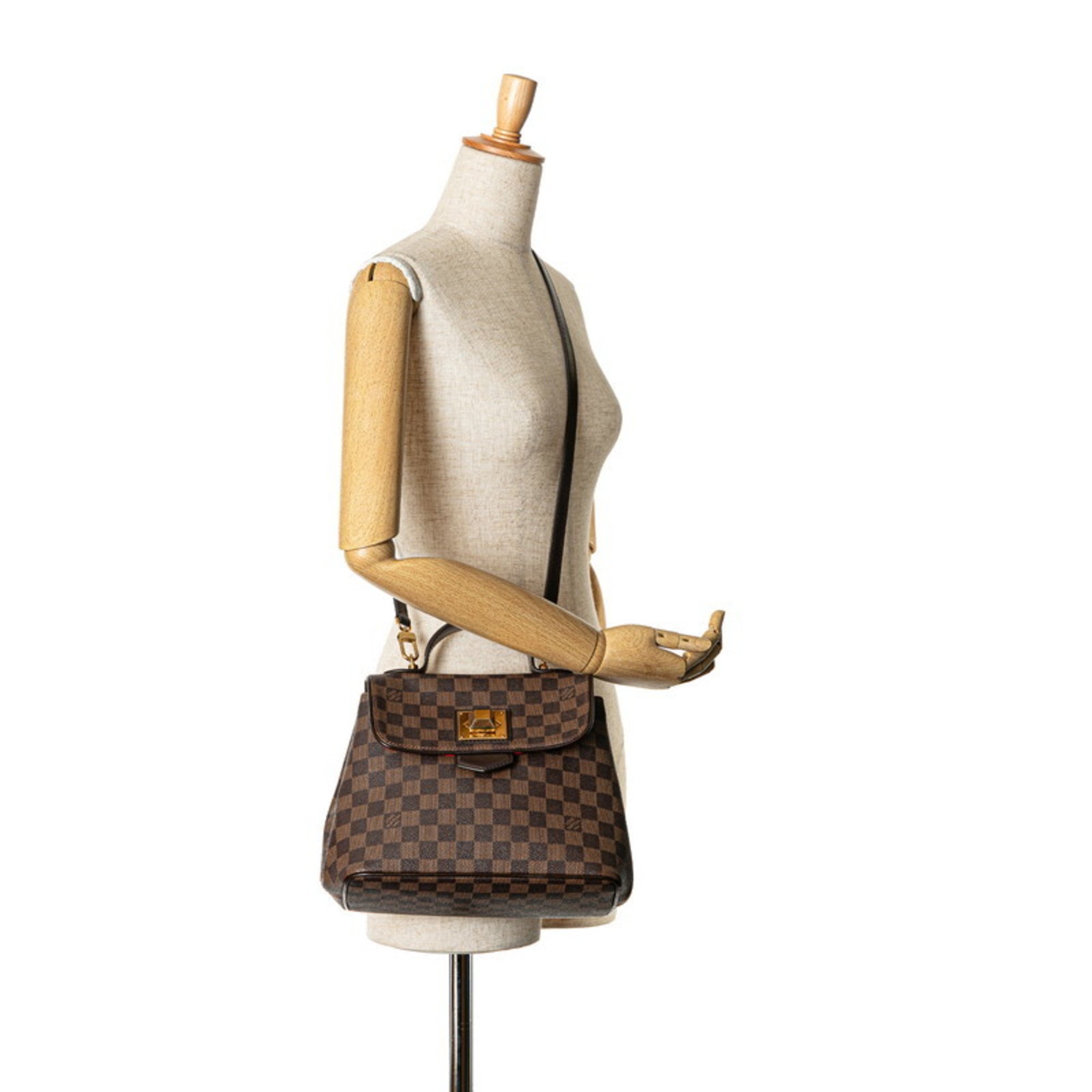 Louis Vuitton Damier Bergamo PM Handbag Shoulder Bag N41167 Brown PVC Leather Women's LOUIS VUITTON