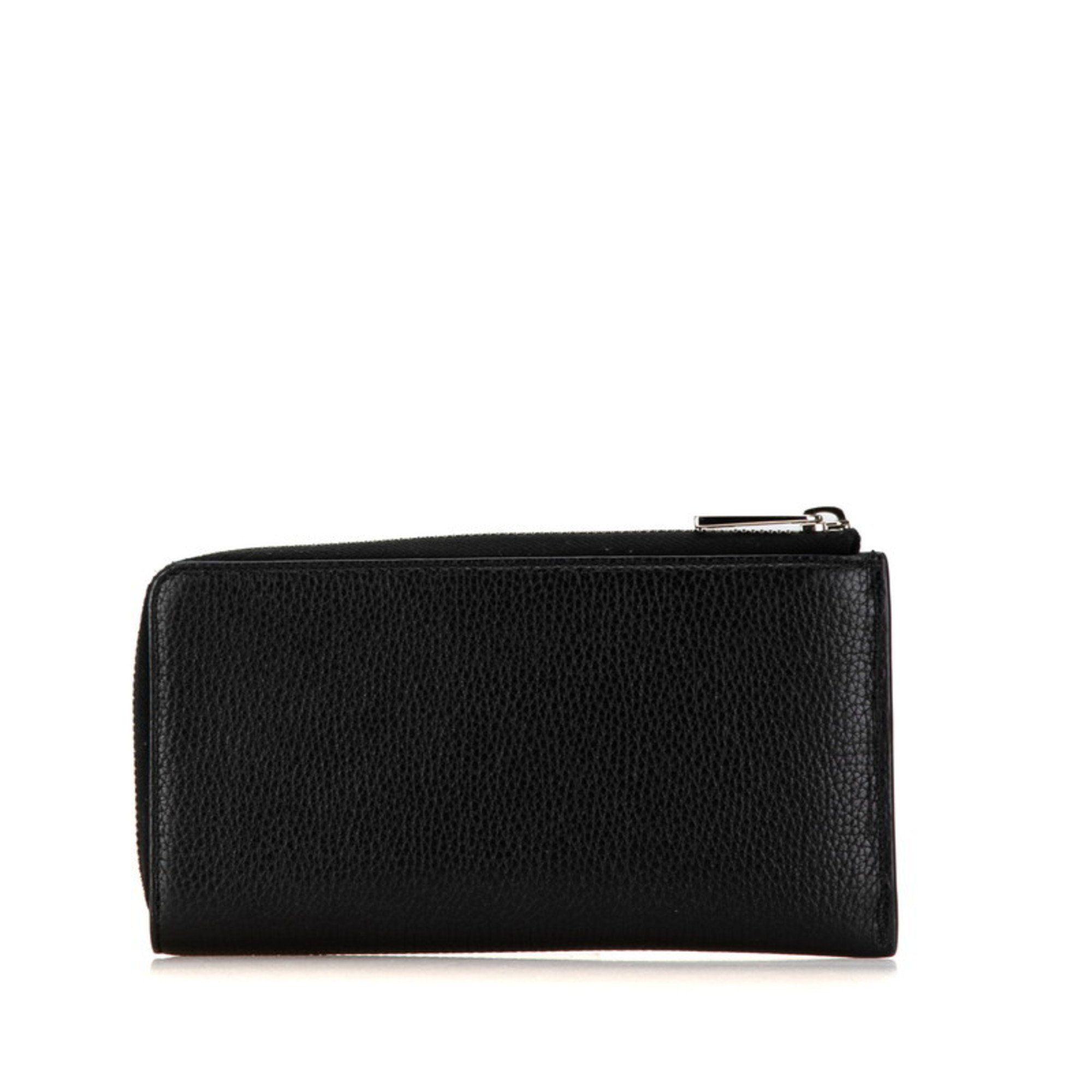 Gucci L-shaped long wallet 574745 black silver leather men's GUCCI