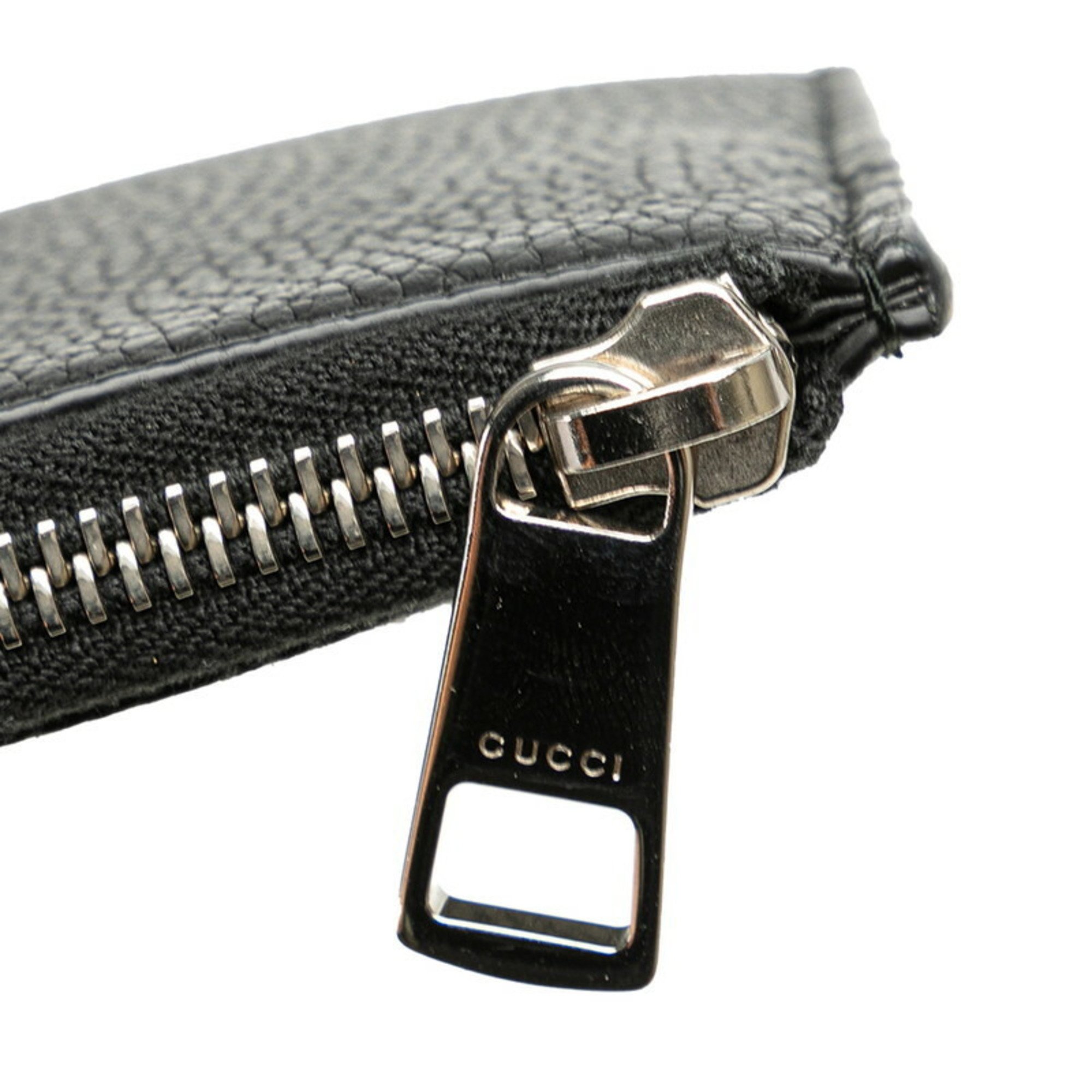 Gucci L-shaped long wallet 574745 black silver leather men's GUCCI