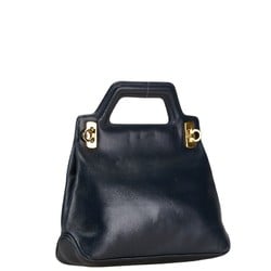 Salvatore Ferragamo Gancini handbag shoulder bag navy leather women's