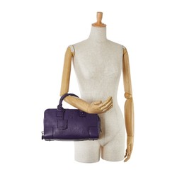 LOEWE Amazona 28 Handbag Purple Grained Calf Leather Women's