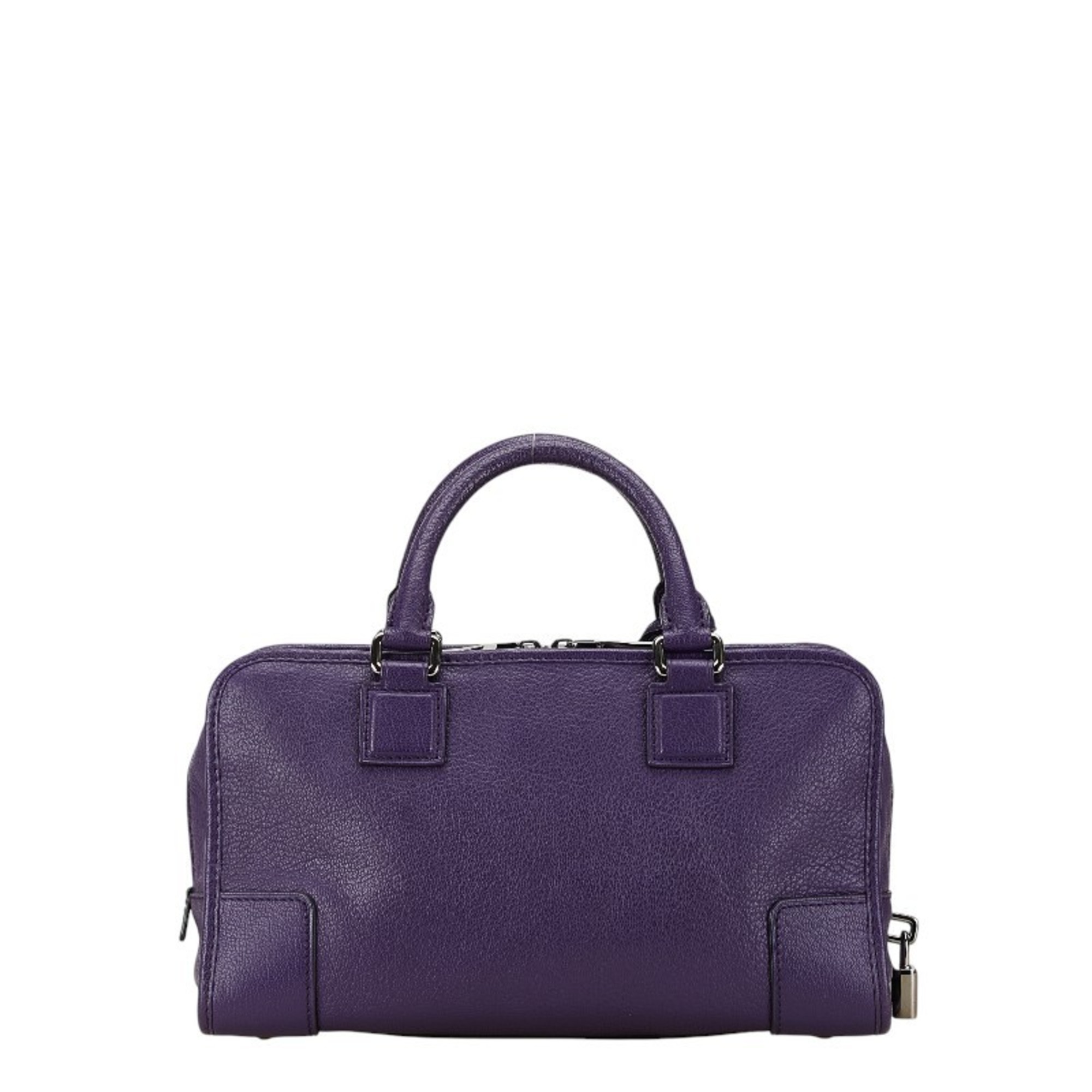 LOEWE Amazona 28 Handbag Purple Grained Calf Leather Women's