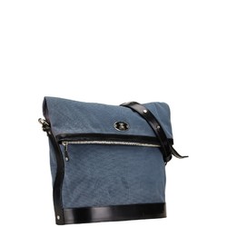 Celine Triomphe Shoulder Bag Blue Black Canvas Leather Women's CELINE