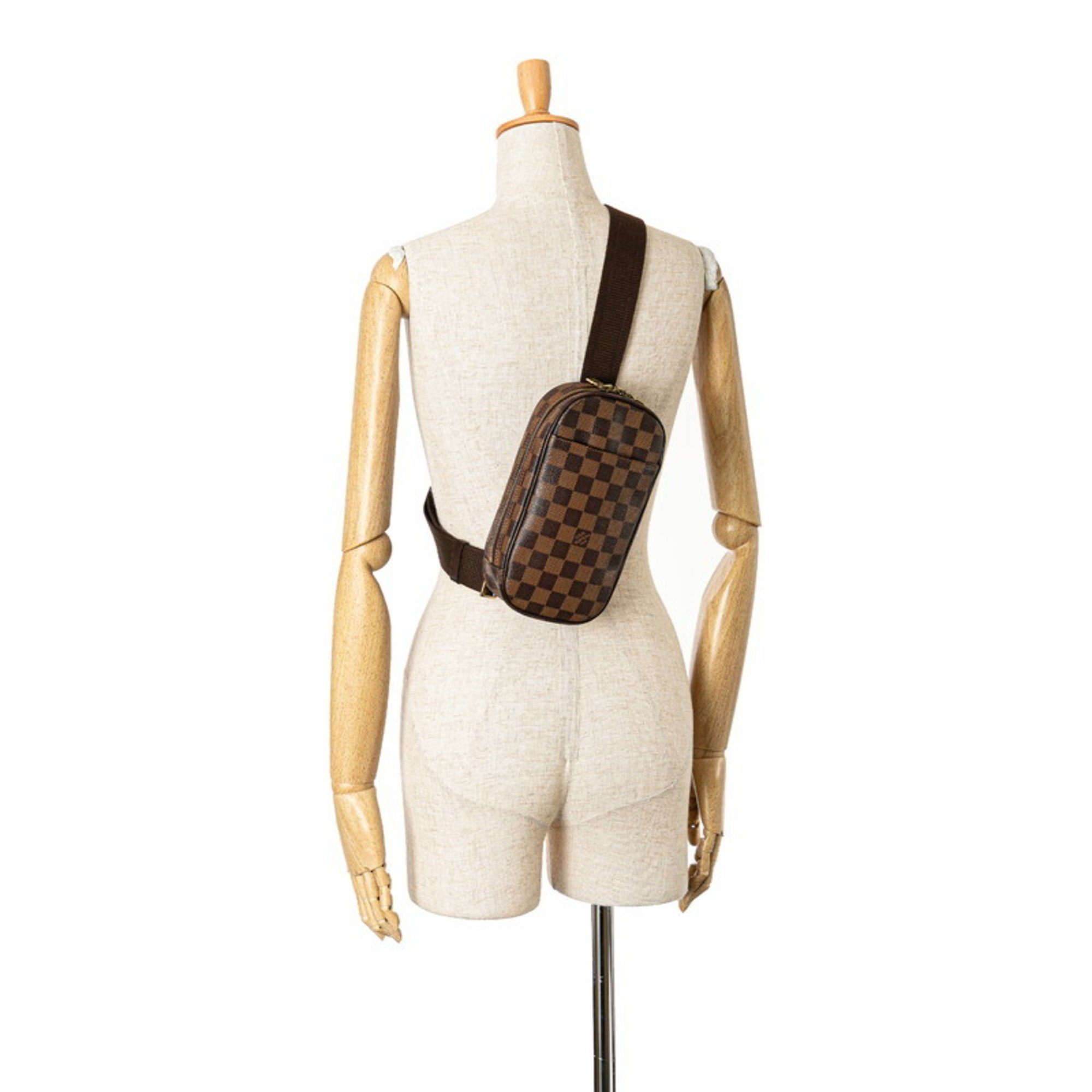 Louis Vuitton Damier Ganjou Special Order SPO Body Bag Waist N48048 Brown PVC Leather Men's LOUIS VUITTON