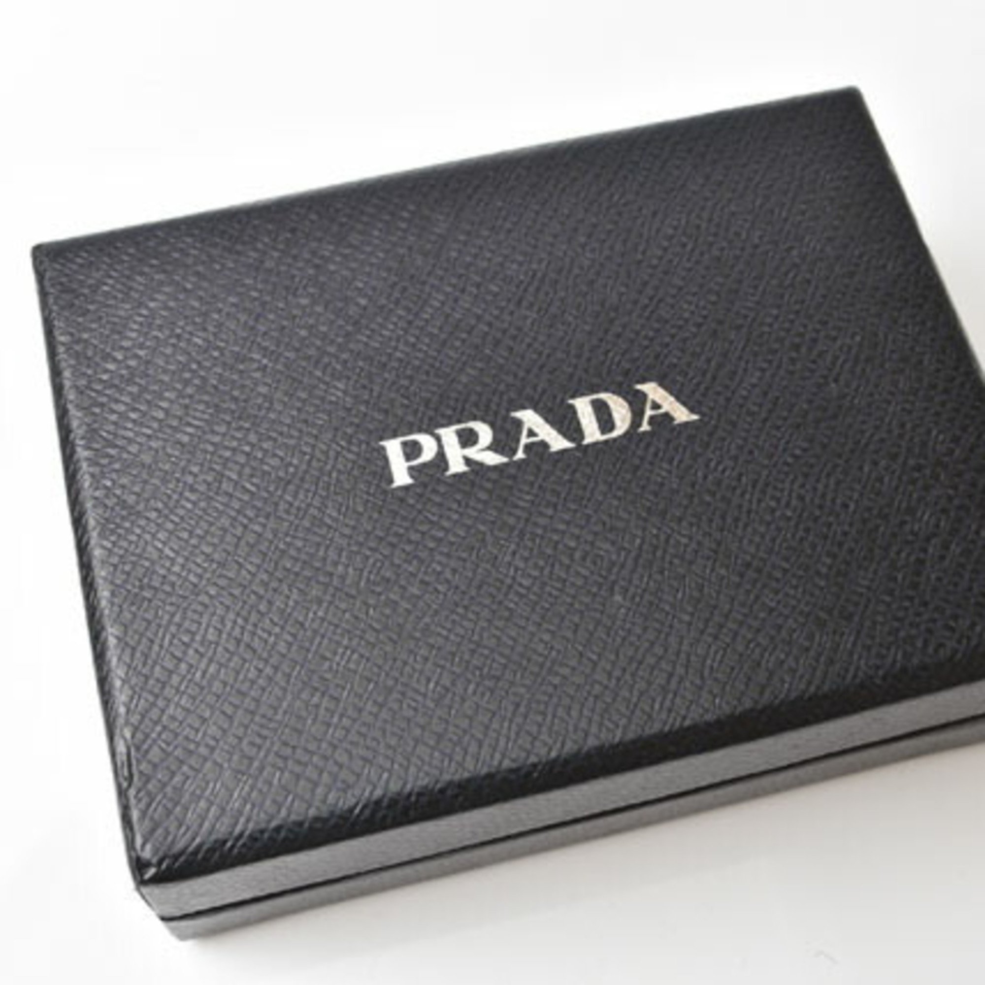 PRADA Outlet Key Case Holder 2M0025 SAFFIANO CORNER Embossed Leather NERO Black