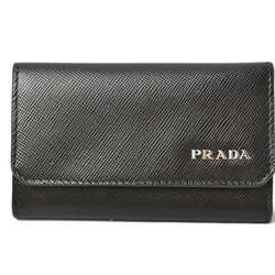 PRADA Outlet Key Case Holder 2M0025 SAFFIANO CORNER Embossed Leather NERO Black