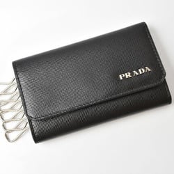 PRADA Outlet Key Case Holder 2M0025 SAFFIANO CORNER Embossed Leather NERO Black