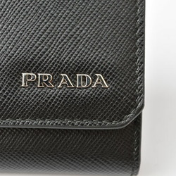 PRADA Outlet Key Case Holder 2M0025 SAFFIANO CORNER Embossed Leather NERO Black