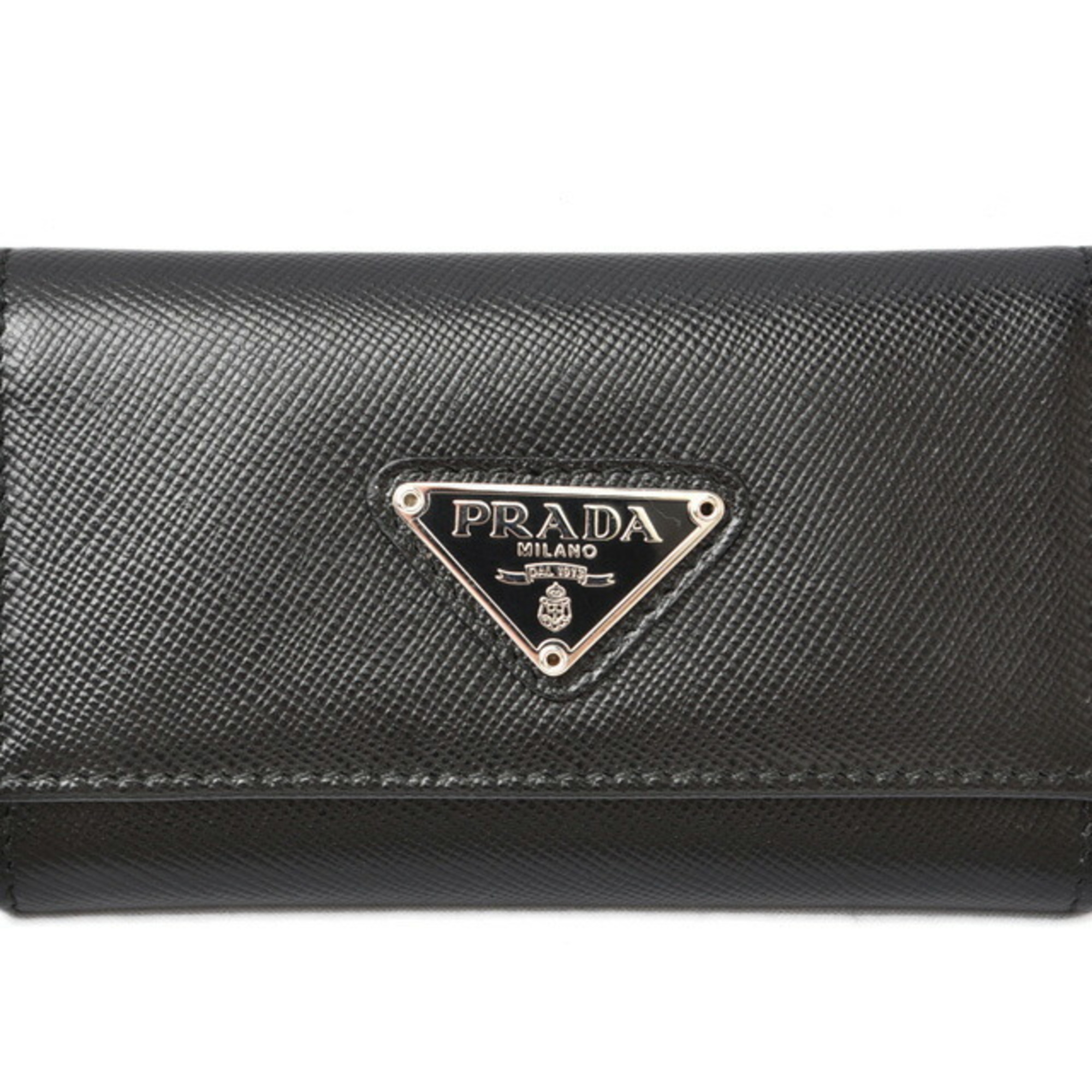 PRADA 6-ring key case, holder, 1M0222, SAFFIANO embossed leather, NERO, black, outlet