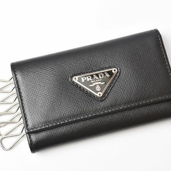 PRADA 6-ring key case, holder, 1M0222, SAFFIANO embossed leather, NERO, black, outlet