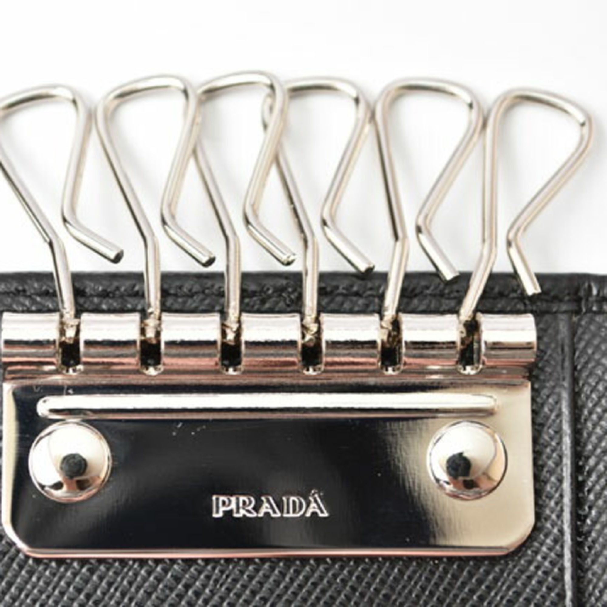 PRADA 6-ring key case, holder, 1M0222, SAFFIANO embossed leather, NERO, black, outlet