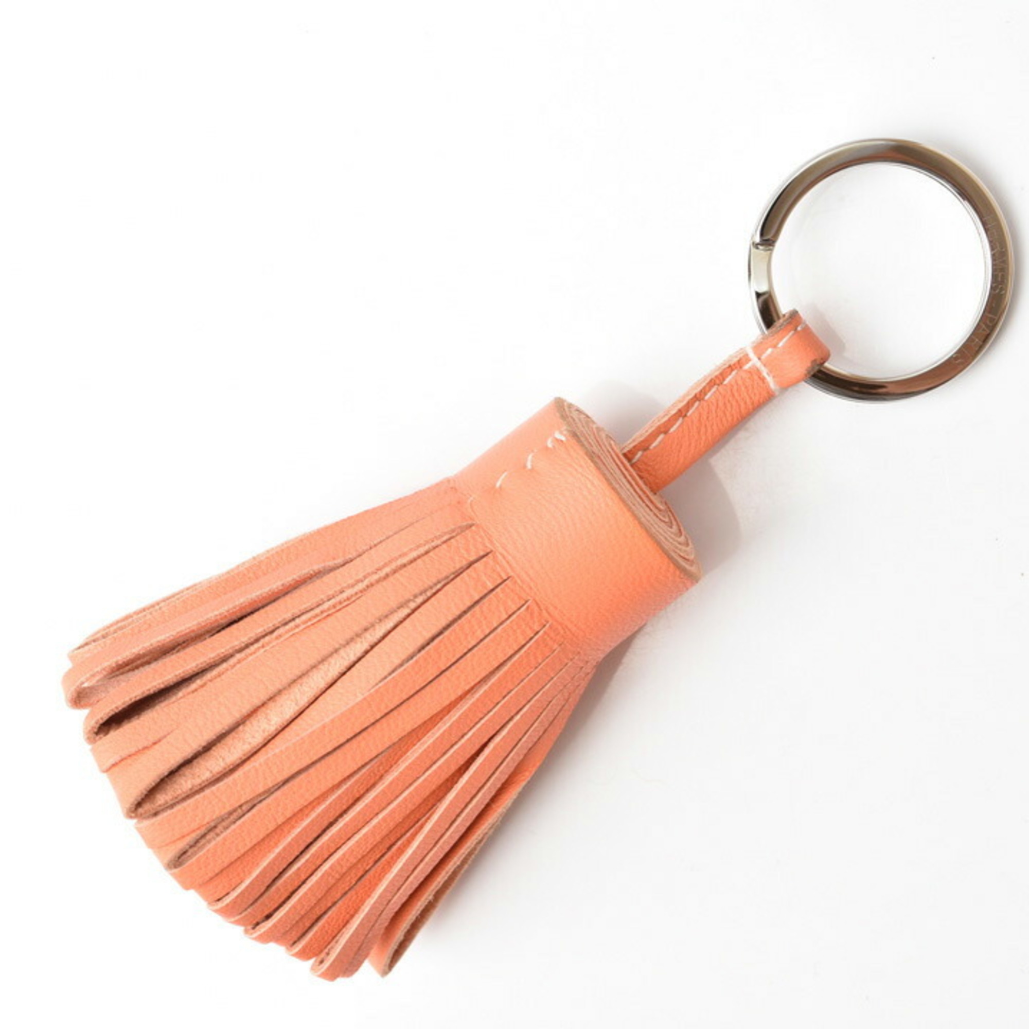 Hermes Key Ring Holder HERMES Carmen Tassel Charm Salmon Pink Silver