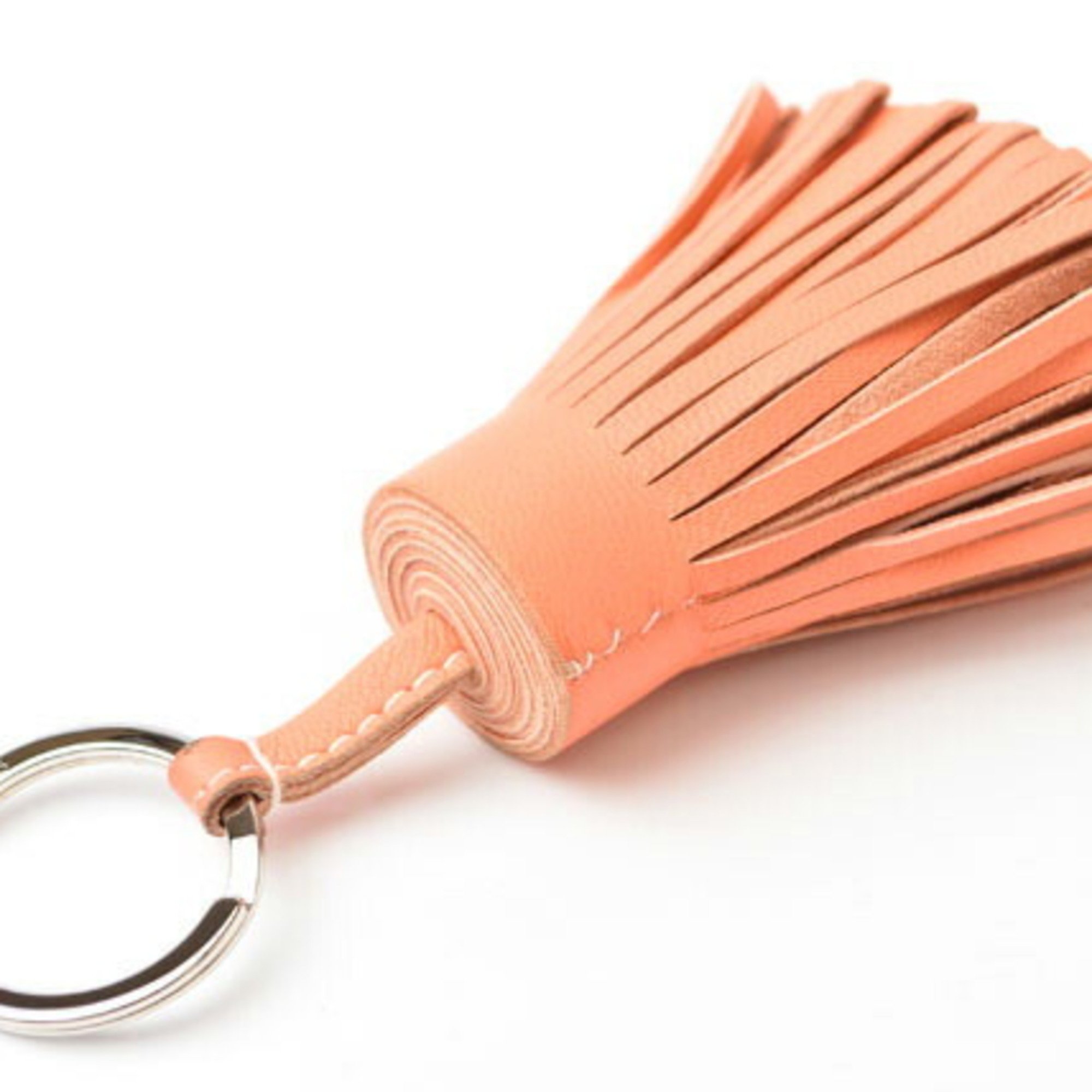 Hermes Key Ring Holder HERMES Carmen Tassel Charm Salmon Pink Silver