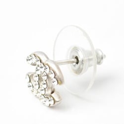 CHANEL Earrings CC Mark Rhinestone Silver Width 0.9cm