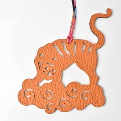 Hermes Bag Charm Strap Keychain HERMES Epson Taurillon Clemence Tiger Motif Petit H Ornament