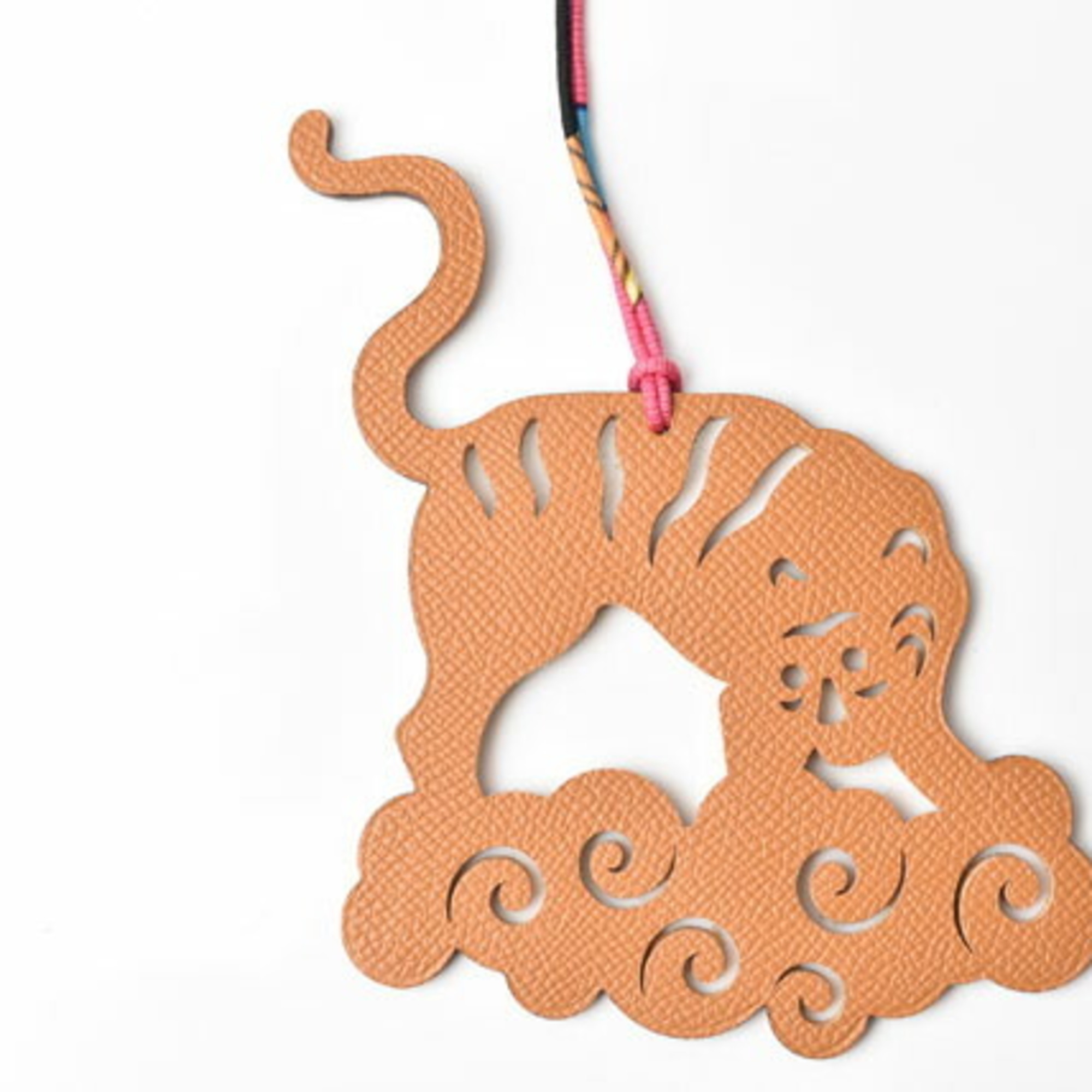 Hermes Bag Charm Strap Keychain HERMES Epson Taurillon Clemence Tiger Motif Petit H Ornament