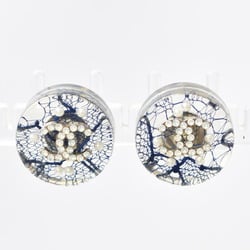 Chanel Earrings CHANEL CC Coco Mark Circle Rhinestone Pearl Motif Clear Blue