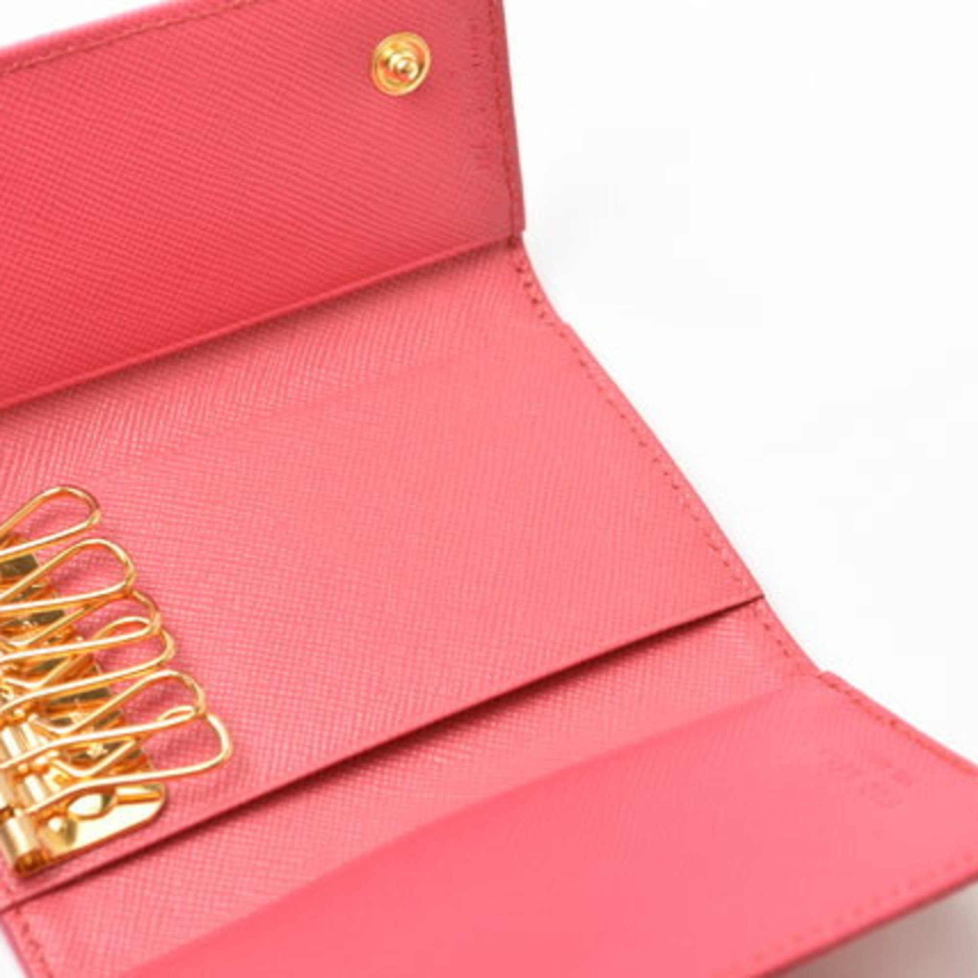 PRADA Key Case Holder 6-Row 1M0222 TESSUTO Triangle PEONIA