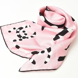 Chanel scarf handkerchief CHANEL Coco mark pink black white silk