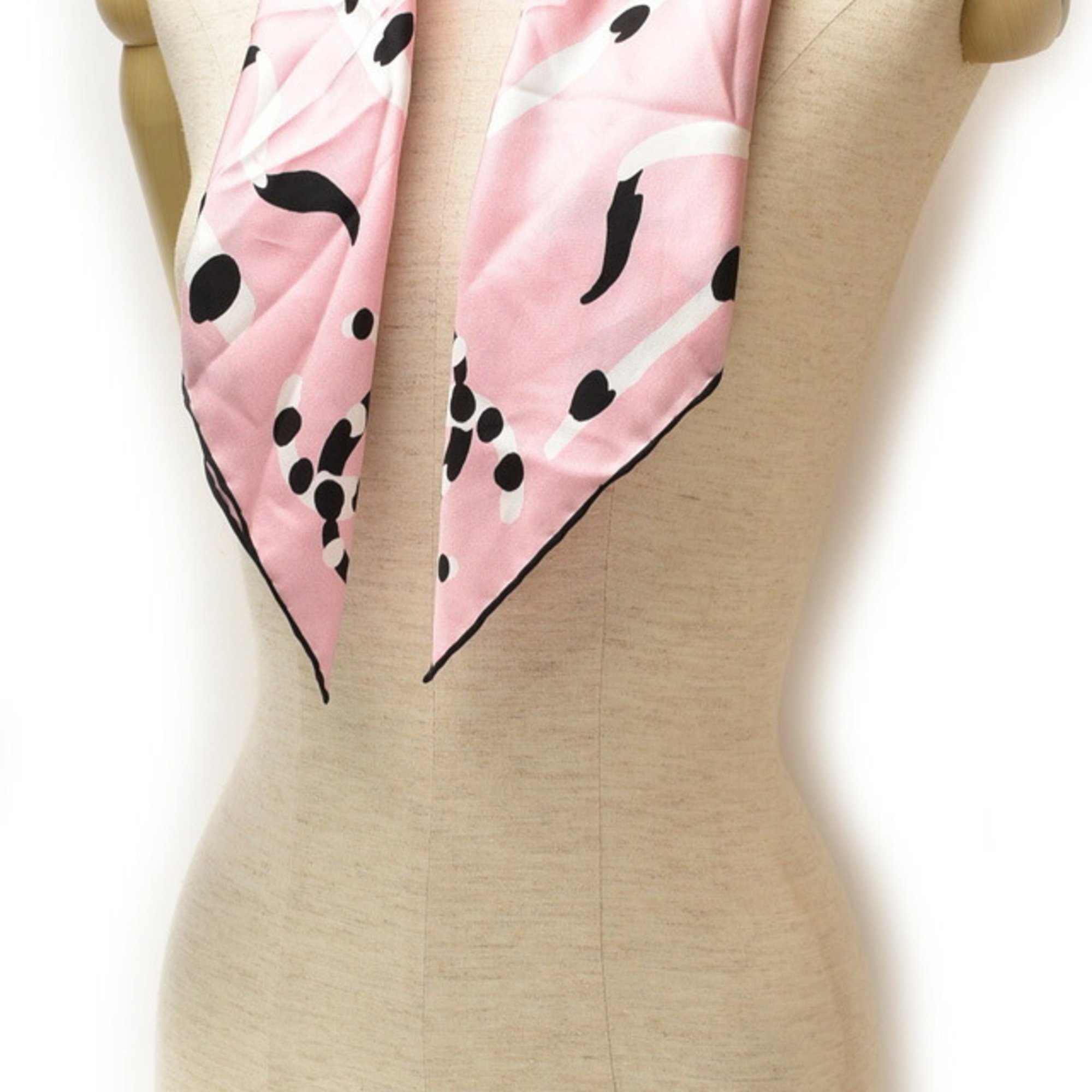 Chanel scarf handkerchief CHANEL Coco mark pink black white silk