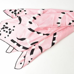 Chanel scarf handkerchief CHANEL Coco mark pink black white silk