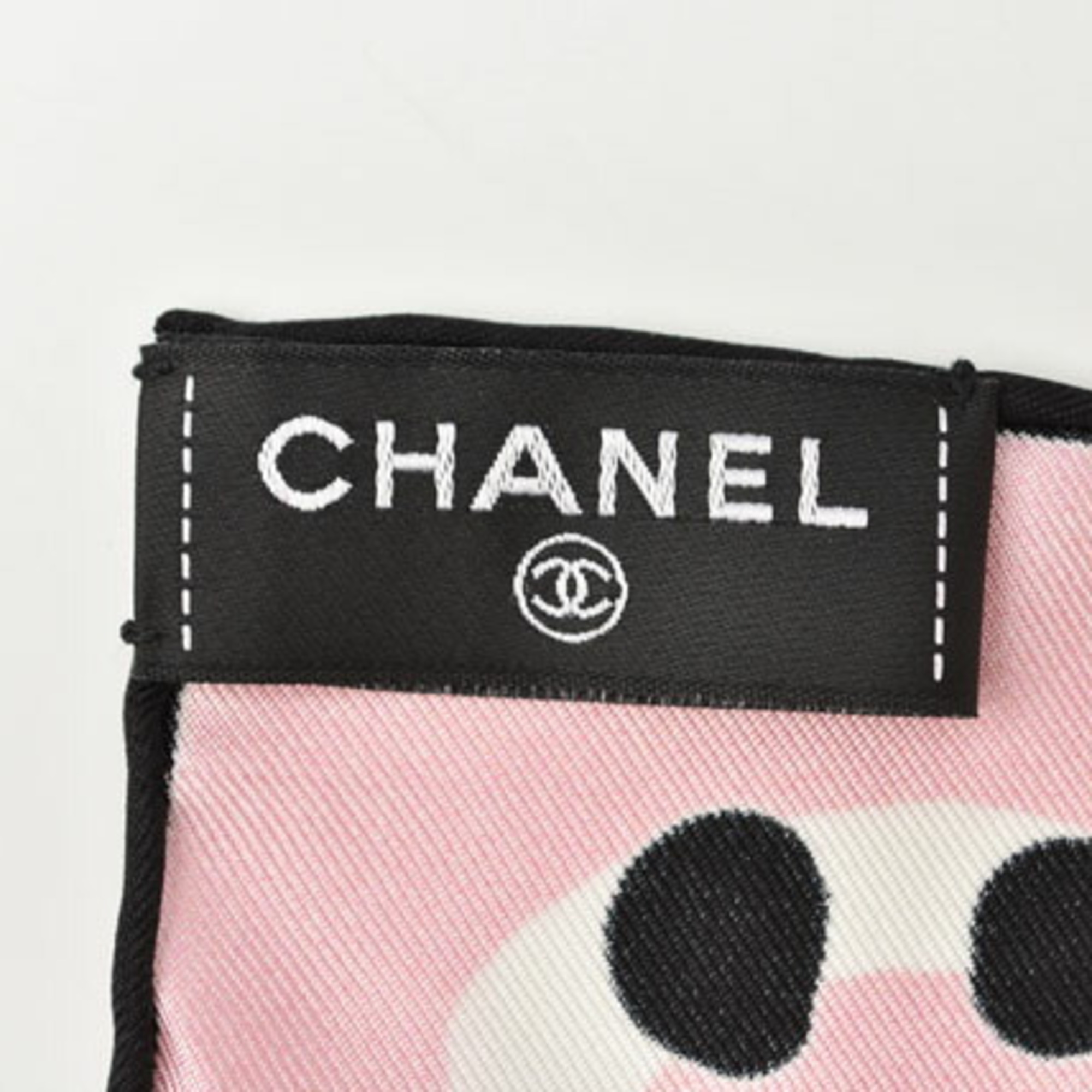 Chanel scarf handkerchief CHANEL Coco mark pink black white silk